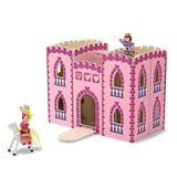 Melissa & Doug Fold and Go Wooden Princess Castle With 2 Royal Play Figures, 2 Horses, and 4pc of Furniture