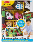 Melissa & Doug Take-Along Farm Baby and Toddler Play Mat (19.25 x 14.5 inches) With 9 Animals - Folds To Be Convenient Storage Bag for Travel