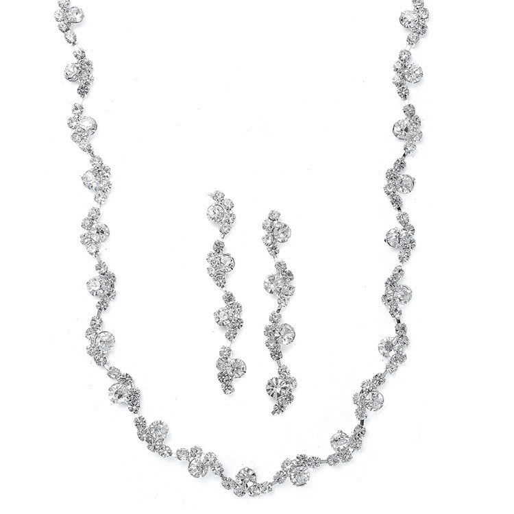 Wavy Rhinestone Necklace and Earrings Set 883S