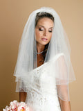 Two Tier Circular Cut Veil with Seed Bead and Bugle Bead Edging 885V