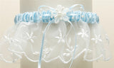 Embroidered Wedding Garters with Rice Pearl Accents