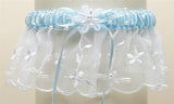 Embroidered Wedding Garters with Rice Pearl Accents