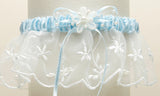 Embroidered Wedding Garters with Rice Pearl Accents