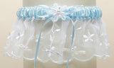 Embroidered Wedding Garters with Rice Pearl Accents