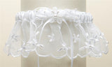 Embroidered Wedding Garters with Rice Pearl Accents