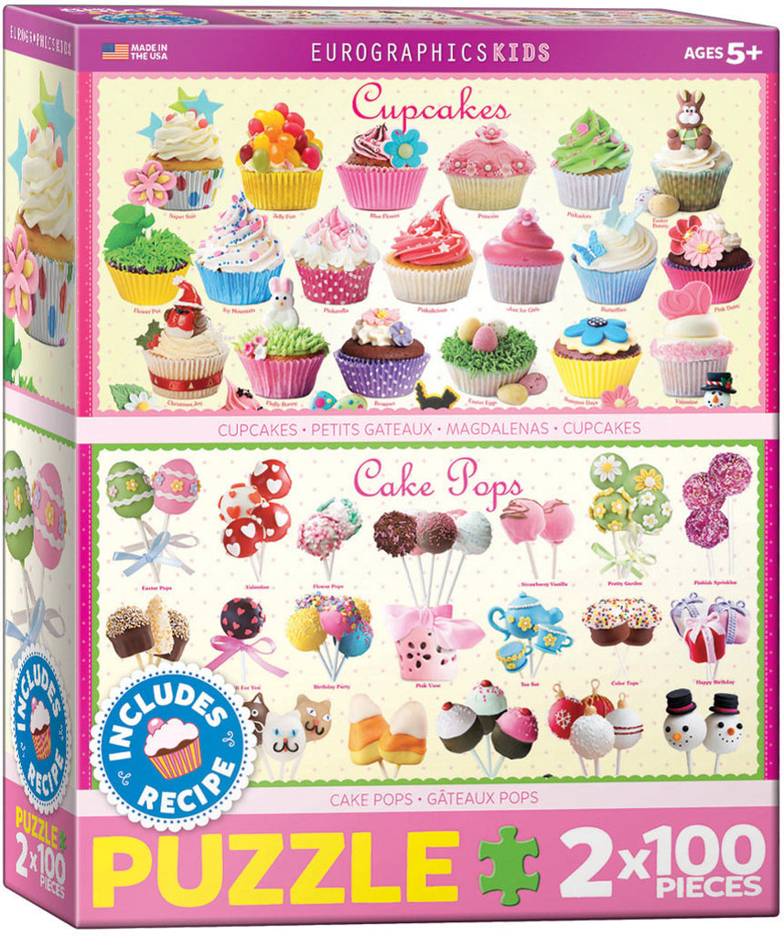 EuroGraphics Puzzles Sweet Puzzles-2pk /100pc (Cupcakes & Cake Pops)