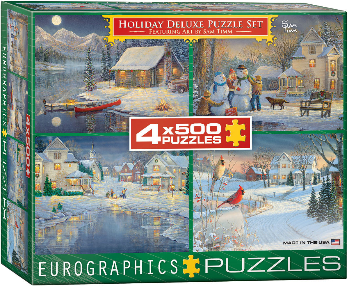 EuroGraphics Puzzles Holiday Deluxe Puzzle Set -4pk / 500pc holiday pzls by Sam Timm