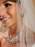 One Layer Bridal Veil with Zig Zag Bugle Bead Edging  910V