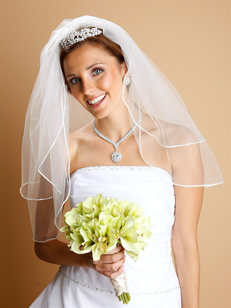 2-Layer Sheer Bridal Veil with Satin Corded Edge 913V-W