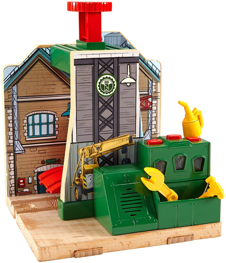 Fisher Price Thomas & Friends Wooden Railway, Steamworks Lift and Repair Train Set - Battery Operated CDK46