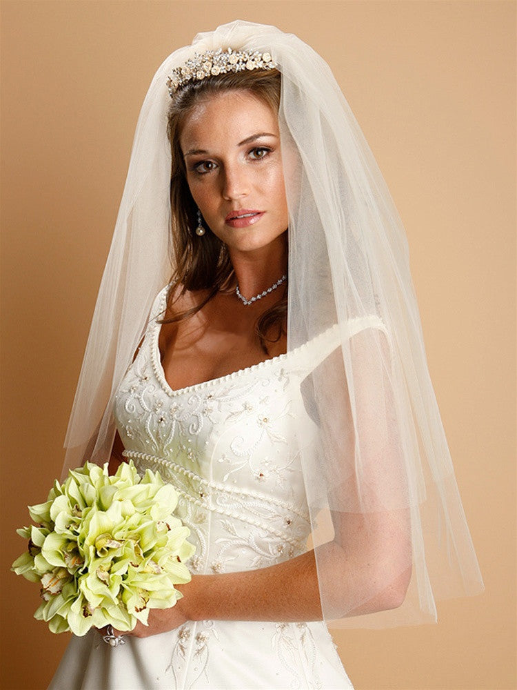 Two Layer Cut Edge Bridal Veils - Ivory - 25"/30" 928V-25-I