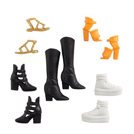 Barbie Shoes, 5 Pairs, fits original & Petite Barbie Dolls |Age 3+ |GXG01