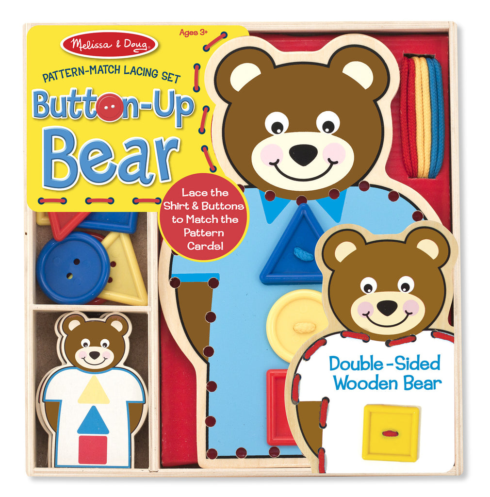 Melissa & Doug Button-Up Bear Pattern Match Lacing Set