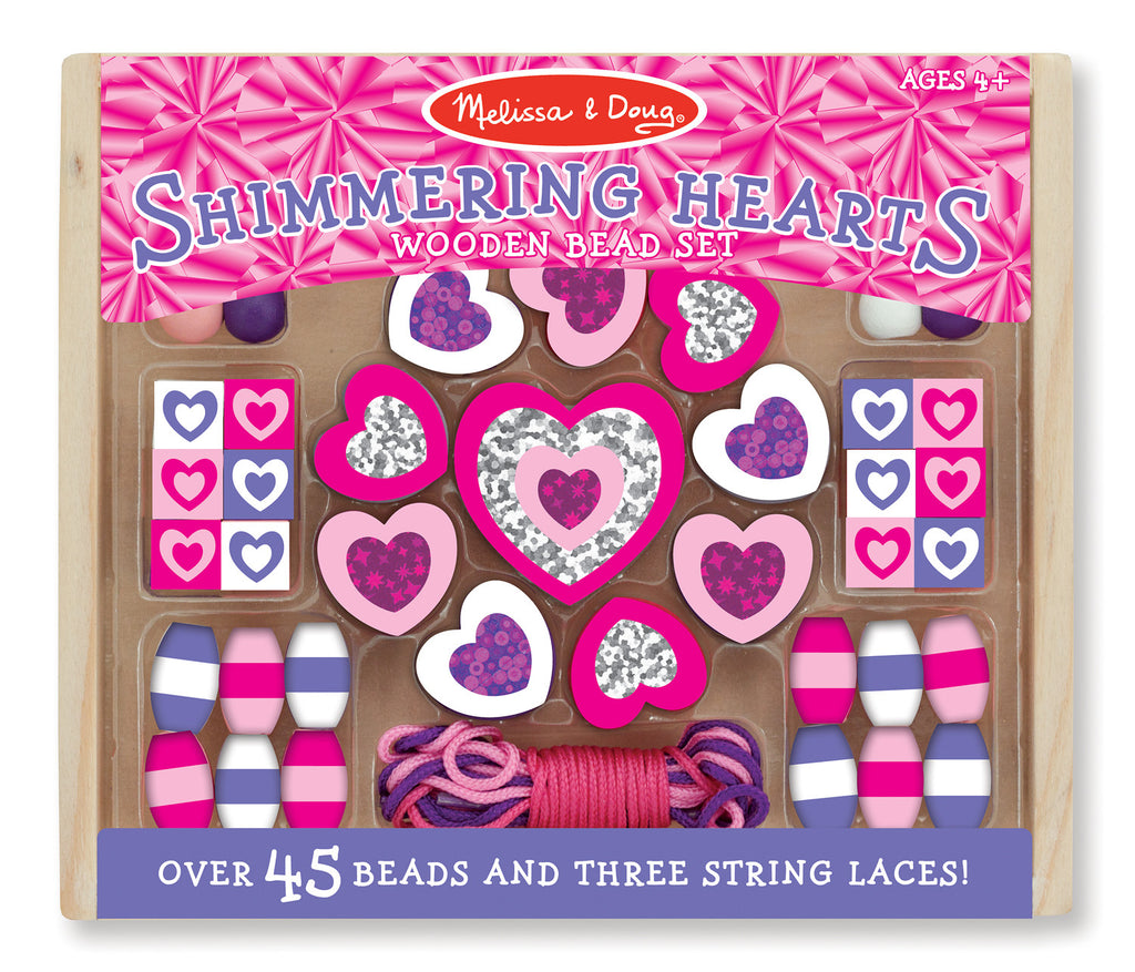 Melissa & Doug Shimmering Hearts Wooden Bead Set 9495