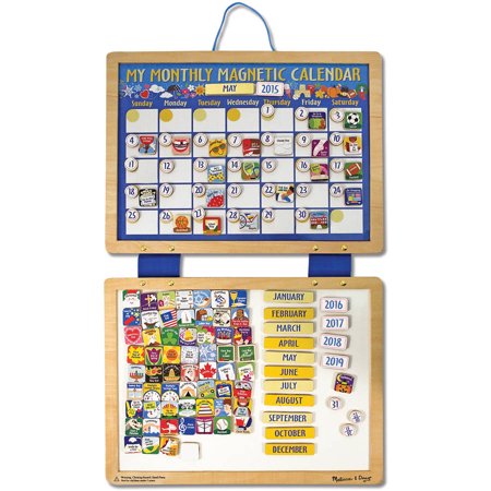 Melissa & Doug Deluxe Wooden Magnetic Calendar With 134 Magnets