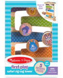 Melissa & Doug First Play Wooden Safari Zig-Zag Tower With 4 Rolling Pieces