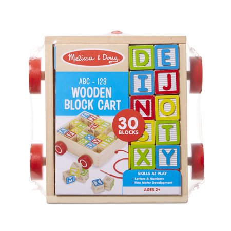 Melissa & Doug ABC-123 Wooden Block Cart (30 blocks)
