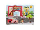 Melissa & Doug Around the Fire Station Sound Puzzle - Wooden Peg Puzzle (8pc)