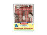 Melissa & Doug Stainless Steel Mealtime Utensil Set - Dishwasher-Safe Play Kitchen Accessories