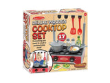 Melissa & Doug 17-Piece Deluxe Wooden Cooktop Set With Wooden Play Food, Durable Pot and Pan
