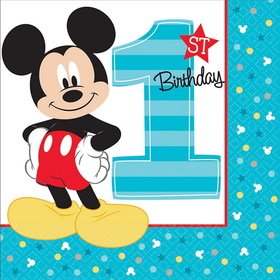 Amscan 257983 Disney Mickey Mouse 1st Birthday Lunch 16 Napkins