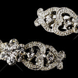 Vintage Rhodium Silver Rhinestone Flower Barrette 0050  (Set of 12)