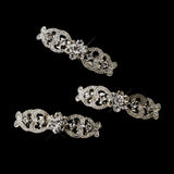 Vintage Rhodium Silver Rhinestone Flower Barrette 0050  (Set of 12)