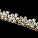 Pearl & Rhinestone Floral Bridal Hair Barrette 1020