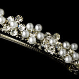 Pearl & Rhinestone Floral Bridal Hair Barrette 1020