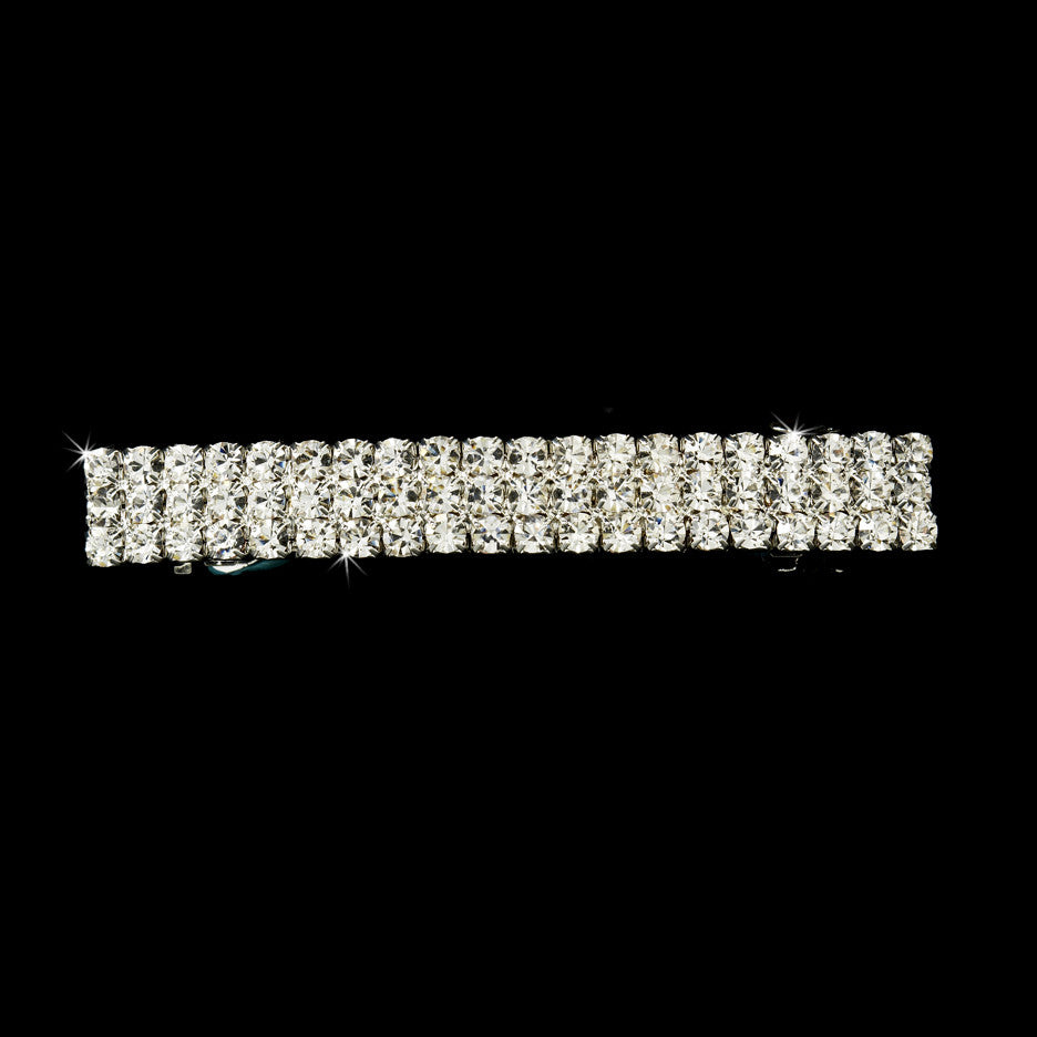 Rhinestone Hair Barrette 1342 Silver Clear