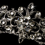 Rhodium Silver Clear Fleur Swirl Barrette 5050