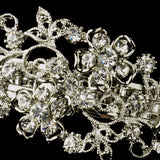 Silver Clear Rhinestone Wire Flower Barrette 5120