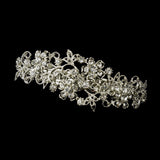 Silver Clear Rhinestone Wire Flower Barrette 5120