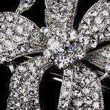 Small Silver Clear Flower Barrette 7