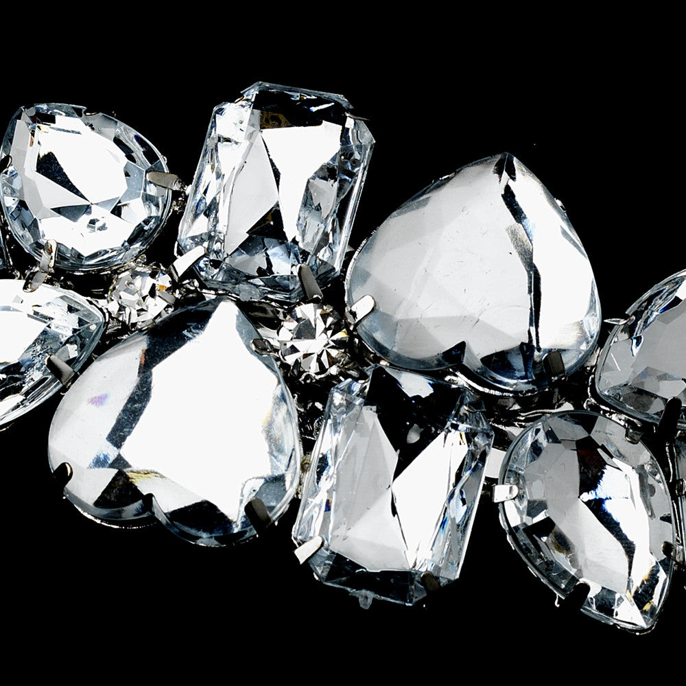 Silver Clear Heart Barrette 731