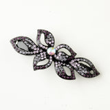 Crystal & Rhinestone Leaf Barrette 9237