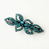 Crystal & Rhinestone Leaf Barrette 9237