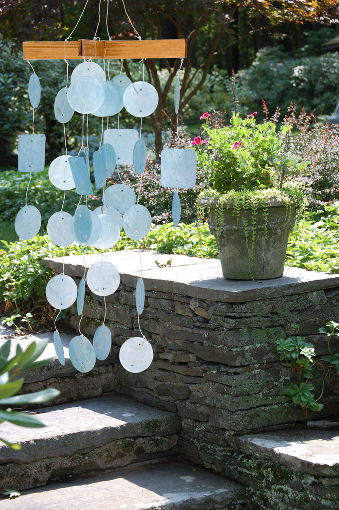 Woodstock Mini Capiz Chime - Light Blue C138