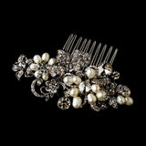 Antique Silver Pearl Comb 595