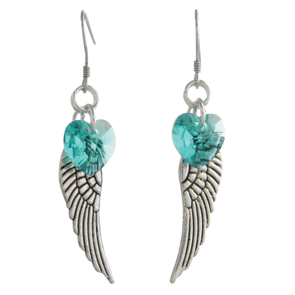 Woodstock Angel Wing Earrings - Blue Zircon CWBZ