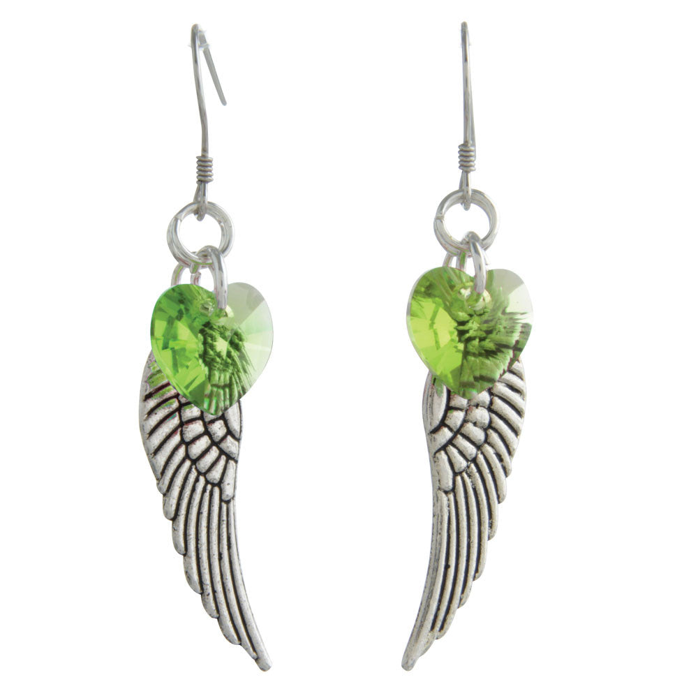 Woodstock Angel Wing Earrings - Peridot CWPE