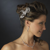 Antique Silver Clear Rhinestone Vintage Deco Style Clip 100