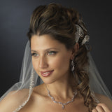 Antique Silver Clear Rhinestone Vintage Deco Style Clip 100