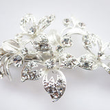 Silver Clear Small Floral Rhinestone Clip 107