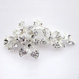 Silver Clear Small Floral Rhinestone Clip 107
