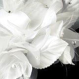Bridal Flower Headpiece with Crystals & Feathers Clip 1142 White or Ivory