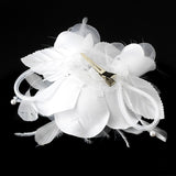 Bridal Flower Headpiece with Crystals & Feathers Clip 1142 White or Ivory