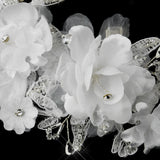 Fabric Flower Rhinestone Clip 1171 White or Ivory