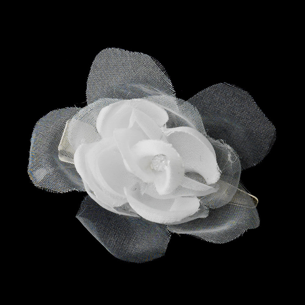 Petite Organza & Matte Satin Flower Bridal Hair Clip 2628
