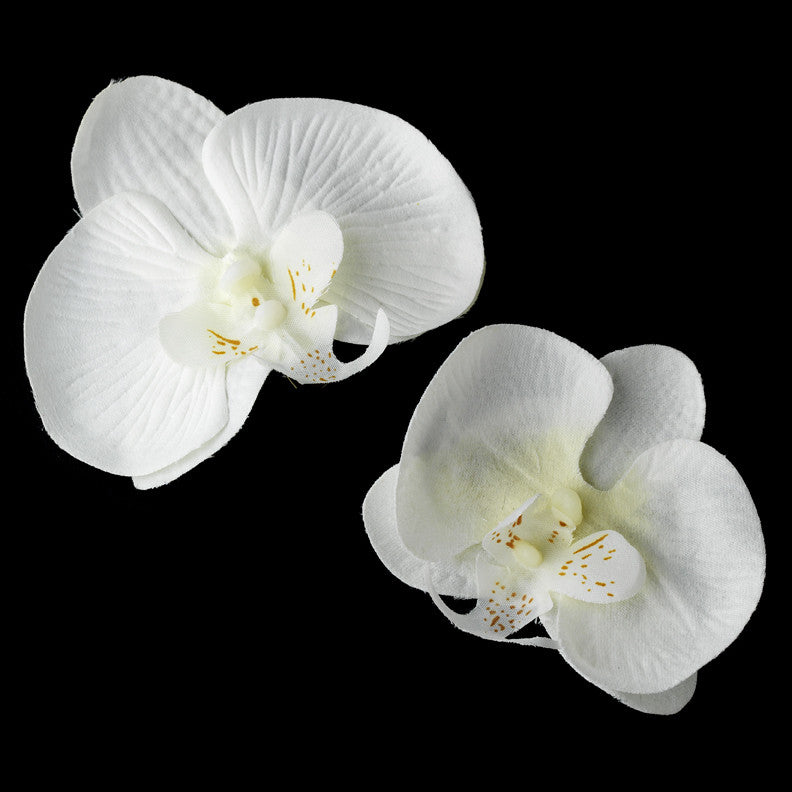 Natural Looking Twin Orchid Bridal Flower Hair Clip 405-Discontinued